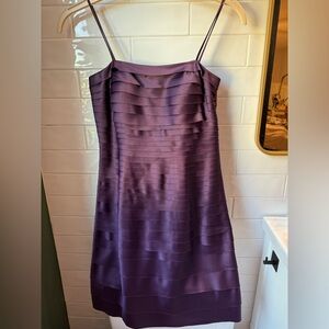 Js collections purple cocktail dress spaghetti strap, stretchy, flattering Shaw